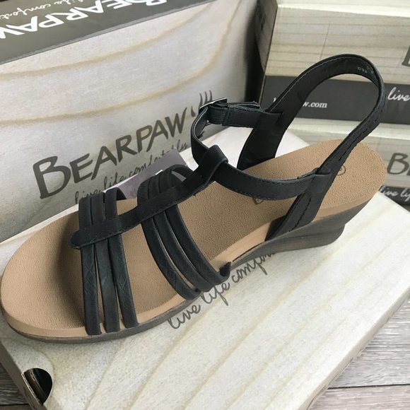 BEARPAW Viola Black Wedge Sandal New in Box - Picture 4 of 5